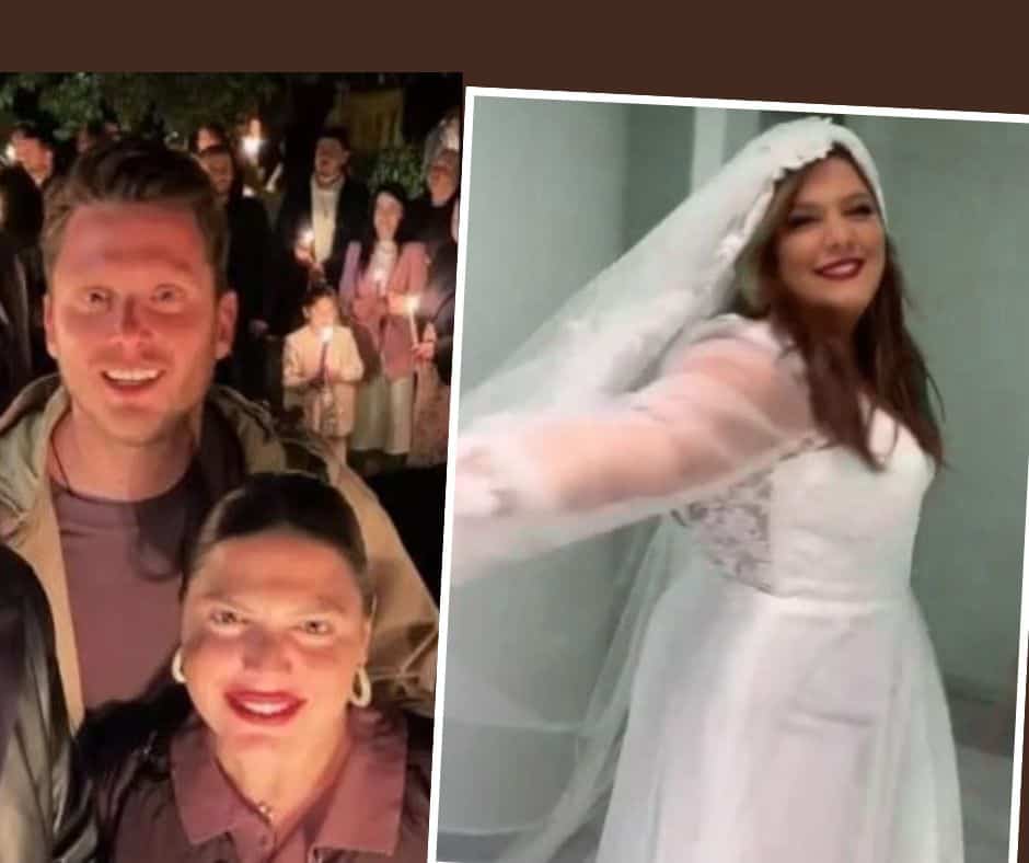 Φούσκωσε η Δανάη: Νυφικό σε λιτή γραμμή χωρίς πολλά τούλια για να κρύβει την εγκυμοσύνη