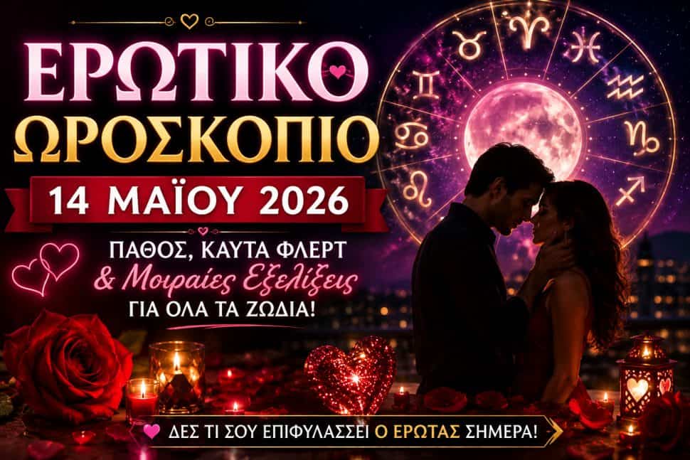 Ερωτικό Ωροσκόπιο 14 Μαΐου 2026: Πάθος, Καυτά Φλερτ & Μοιραίες Εξελίξεις