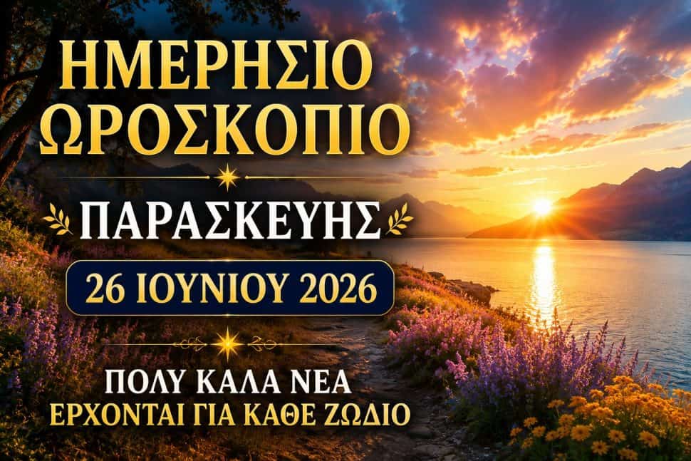 Ημερήσιο ωροσκόπιο Παρασκευής 26 Ιουνίου 2026: Πολύ καλά νέα έρχονται για κάθε ζώδιο