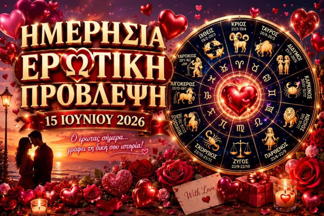 Η Ημερήσια Ερωτική Σου Πρόβλεψη για τη Δευτέρα 15 Ιουνίου 2026