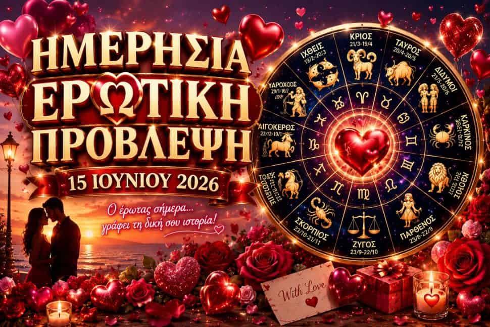 Η Ημερήσια Ερωτική Σου Πρόβλεψη για τη Δευτέρα 15 Ιουνίου 2026